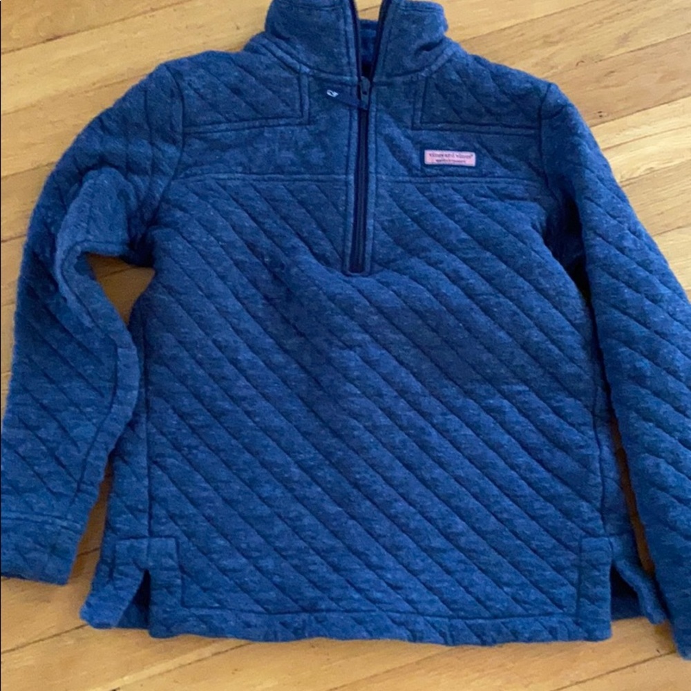 Vineyard Vines Blue Quilted Crew Neck Sweater